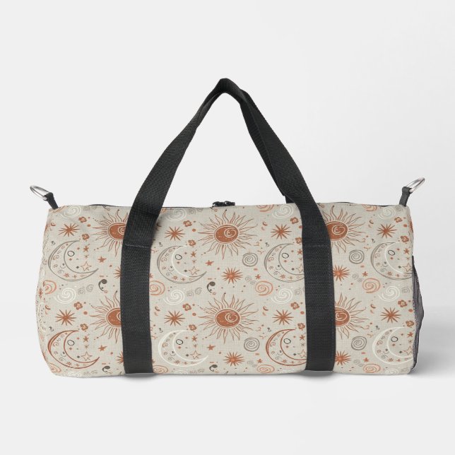 Boho Sun and Moon Pattern Duffle Bag (Front)