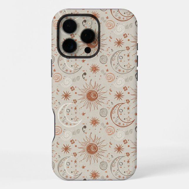 Boho Sun and Moon Pattern iPhone Case (Back)