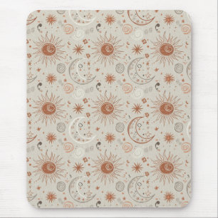 Boho Sun and Moon Pattern Mouse Pad