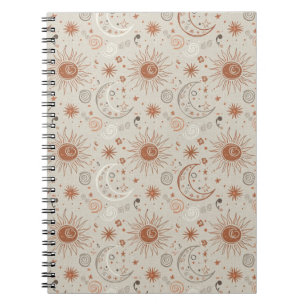 Boho Sun and Moon Pattern Notebook