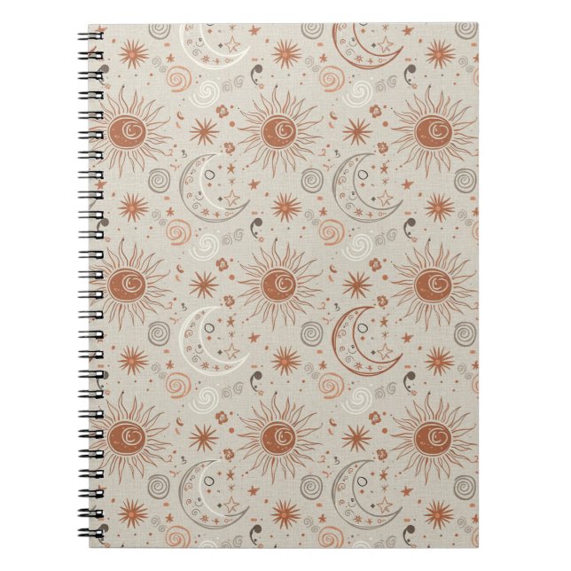 Boho Sun and Moon Pattern Notebook (Front)