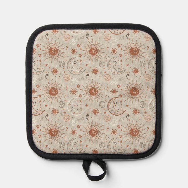 Boho Sun and Moon Pattern Pot Holder (Front)