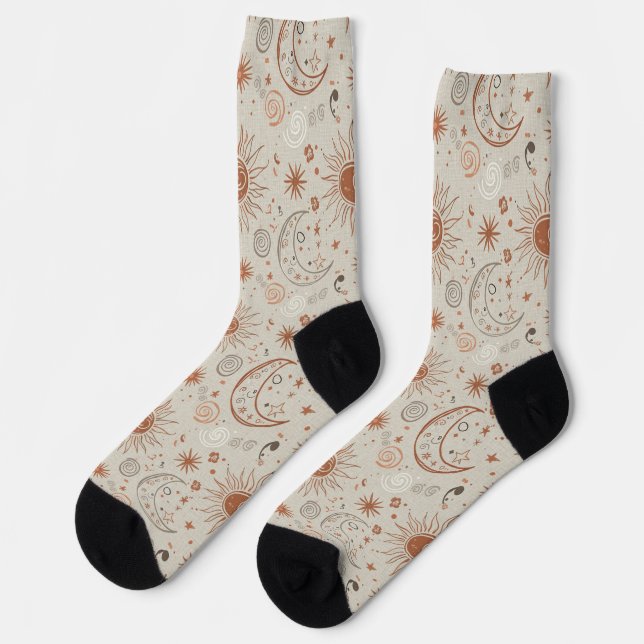 Boho Sun and Moon Pattern Socks (Left)