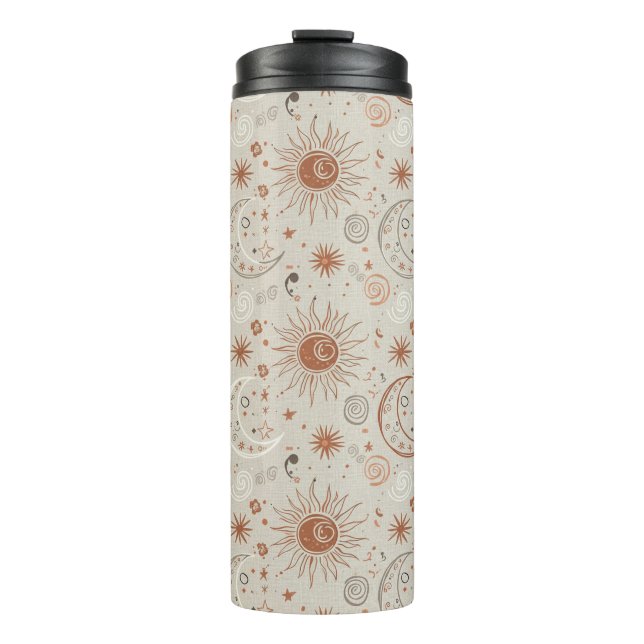 Boho Sun and Moon Pattern Thermal Tumbler (Front)