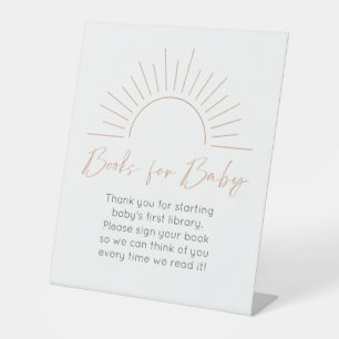 Boho Sun Baby Shower Books for Baby Pedestal Sign