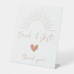 Boho Sun Baby Shower Cards and Gifts Pedestal Sign