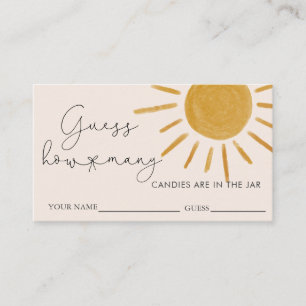 Boho Sun  Baby Shower Guess How Many Candies Enclosure Card