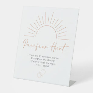 Boho Sun Baby Shower Pacifier Hunt Pedestal Sign