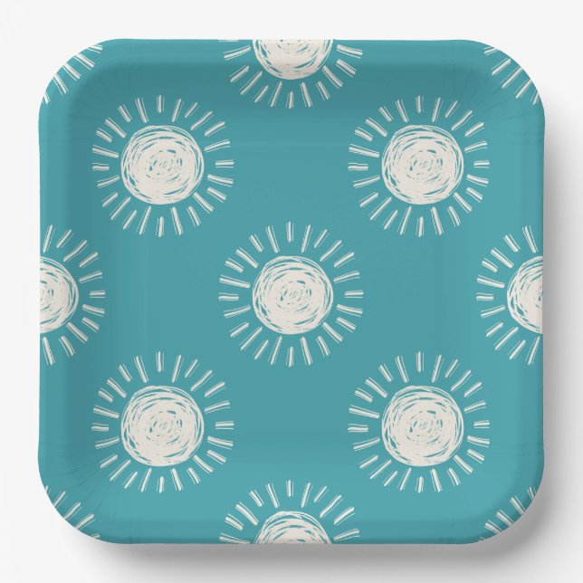 Boho Sun Baby Shower Paper Plates (Front)