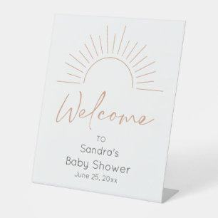 Boho Sun Baby Shower Welcome Pedestal Sign