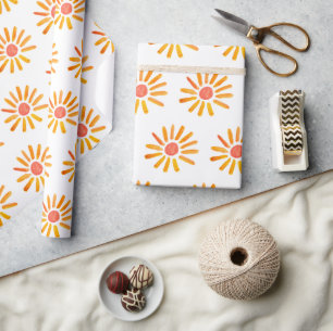 Boho Sun Birthday Baby Shower Gender Neutral Girl  Wrapping Paper