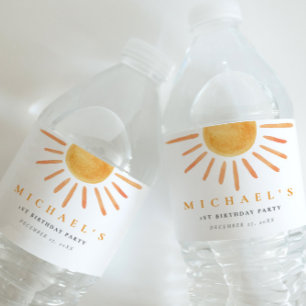 Boho Sun Birthday Water Bottle Label