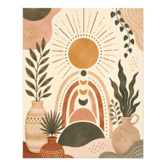 Boho Sun & Botanical Art Photo Print