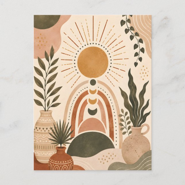 Boho Sun & Botanical Art Postcard (Front)