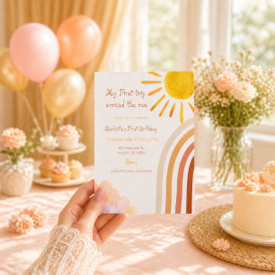 Boho Sun First Birthday Trip Around the Sun Invitation