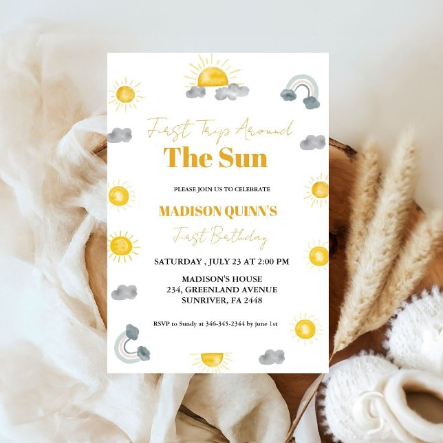 Boho Sun First trip around the Sun 1st   birthday  Invitation (Creator Uploaded)