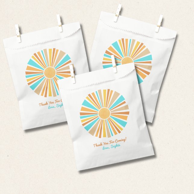 Boho Sun, Here Comes The Son, Retro Rainbow Favour Bags (Creator Uploaded)