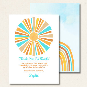 Boho Sun, Here Comes The Son, Retro Rainbow Thank You Card