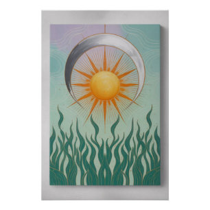 Boho Sun Moon Plant Poster