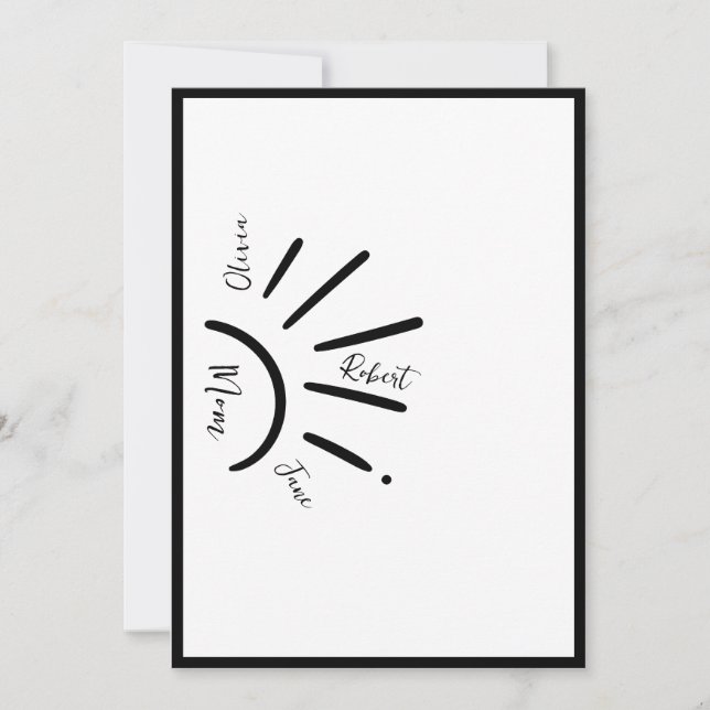 Boho Sun Mum & Kids Sun Rays Holiday Card (Front)