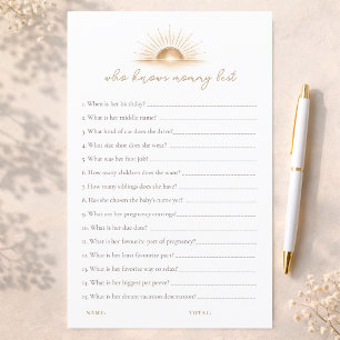 Boho Sun Neutral Baby Shower  Who Knows Mummy Best