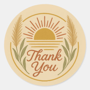 Boho Sun Pampas Grass Thank You Sticker