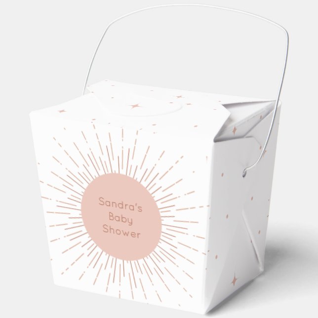 Boho Sun Pink Baby Shower Favour Box (Front)