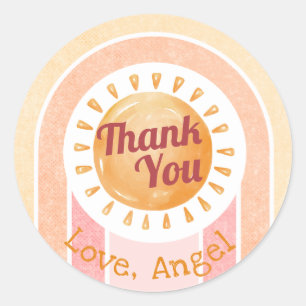 Boho Sun Rainbow Girls First Birthday  Classic Round Sticker