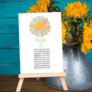 Boho Sun Retro Boho Sunshine Table Number
