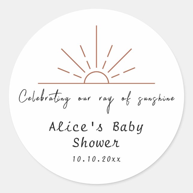 Boho Sun Thank You Baby Shower Anniversary  Classic Round Sticker (Front)