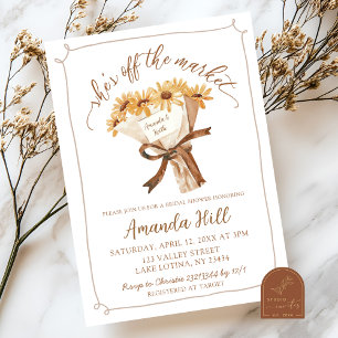 Boho Sunflower Bouquet Bridal Shower Invitation