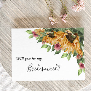 Boho Sunflower Bridesmaid Proposal Card