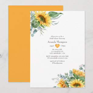 Boho Sunflower Eucalyptus Bridal Shower Invitation