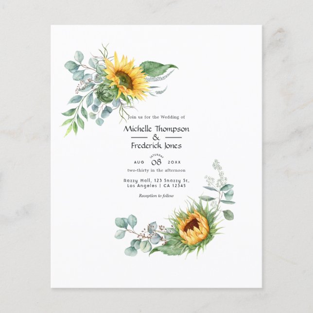 Boho Sunflower Eucalyptus Wedding Flyer (Front)