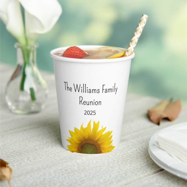 Boho Sunflower Family Reunion Summer Barbecue Paper Cups (Insitu)