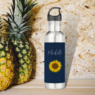 Boho Sunflower Navy Blue Simple 710 Ml Water Bottle