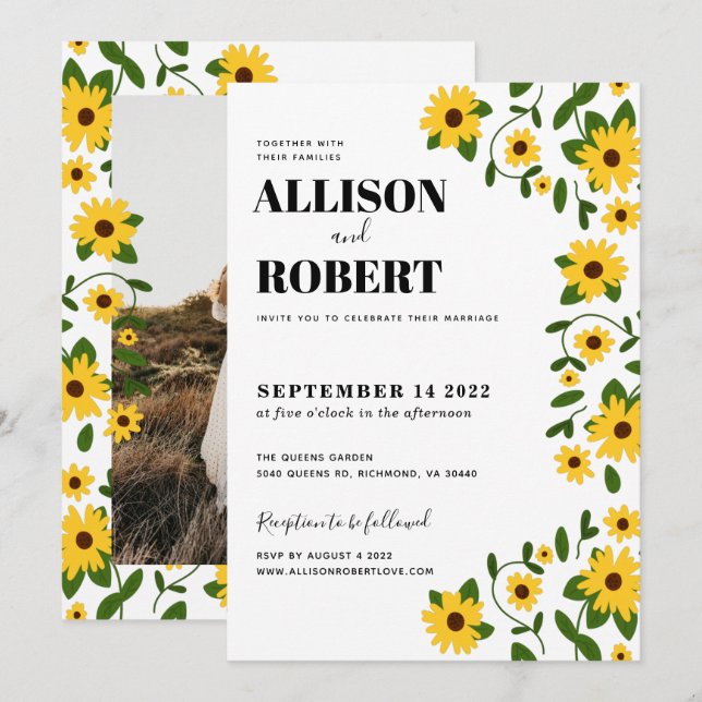 Boho Sunflower Patch Wedding Invitation (Front/Back)