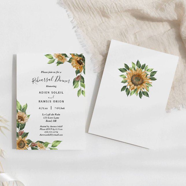 Boho Sunflower Rustic Wedding Rehearsal Dinner Invitation (Creator Uploaded)