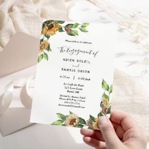 Boho Sunflower Rustic Wildflower Engagement Party Invitation