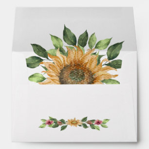 Boho Sunflower Rustic Wildflower Wedding Envelope