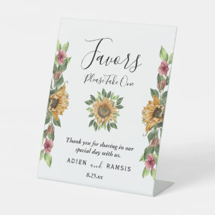 Boho Sunflower Rustic Wildflower Wedding Favours Pedestal Sign
