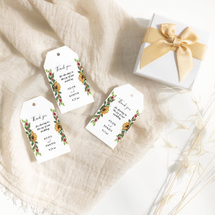 Boho Sunflower Rustic Wildflower Wedding Gift Tag