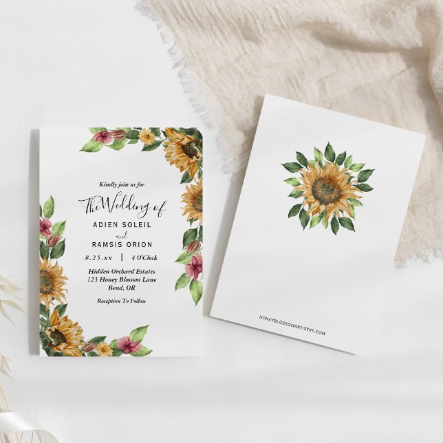 Boho Sunflower Rustic Wildflower Wedding Invitation (Creator Uploaded)