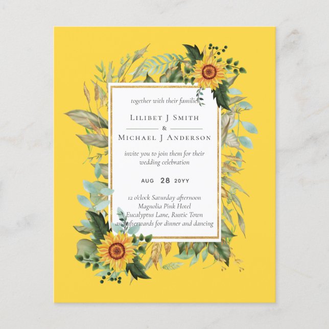 Boho Sunflower Sage Greenery Wedding Flyer (Front)