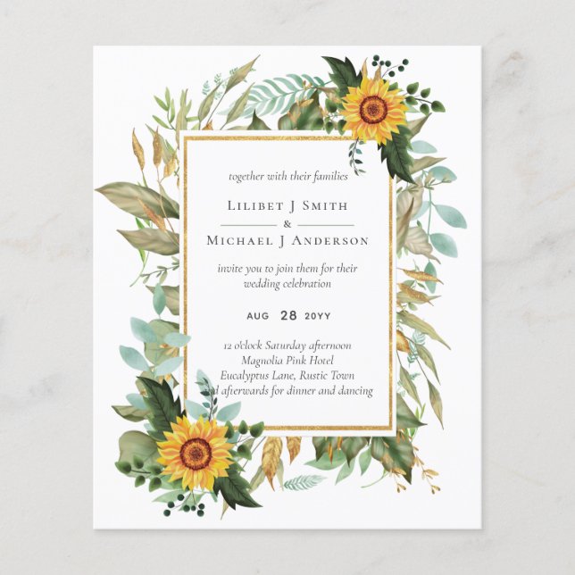 Boho Sunflower Sage Greenery Wedding Flyer (Front)