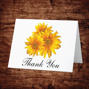 Boho Sunflower Thank You Country Floral Wedding Card