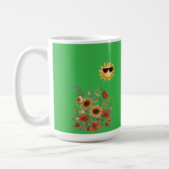 Boho Sunflower Tribal Pattern Mug – Warm Sunshine (Left)