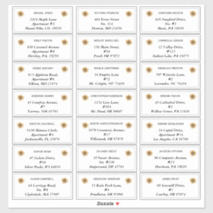 Boho Sunflower Wedding Guest Address Labels