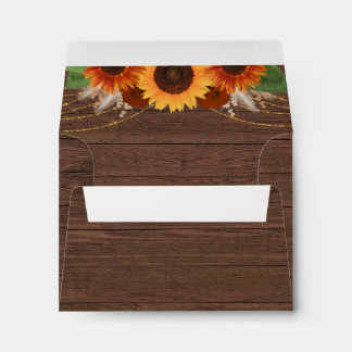 Boho Sunflower Wedding RSVP Card Return Address Envelope