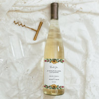 Boho Sunflower Wedding Thank You Wine Label